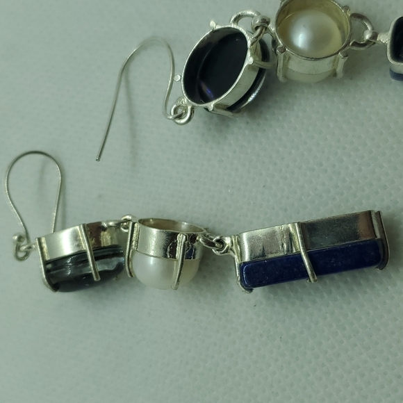 Nwot!! Lapis, River pearl, doublet opal earrings - Picture 7 of 7